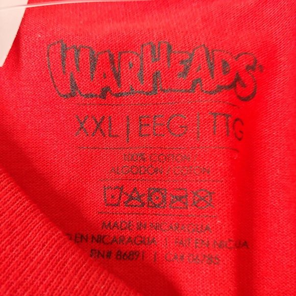 NWT Warheads Candy Men's 2XL T Shirt Bright Red Short Sleeve NEW - Picture 5 of 5